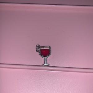 Glass of Red wine charm set in sterling